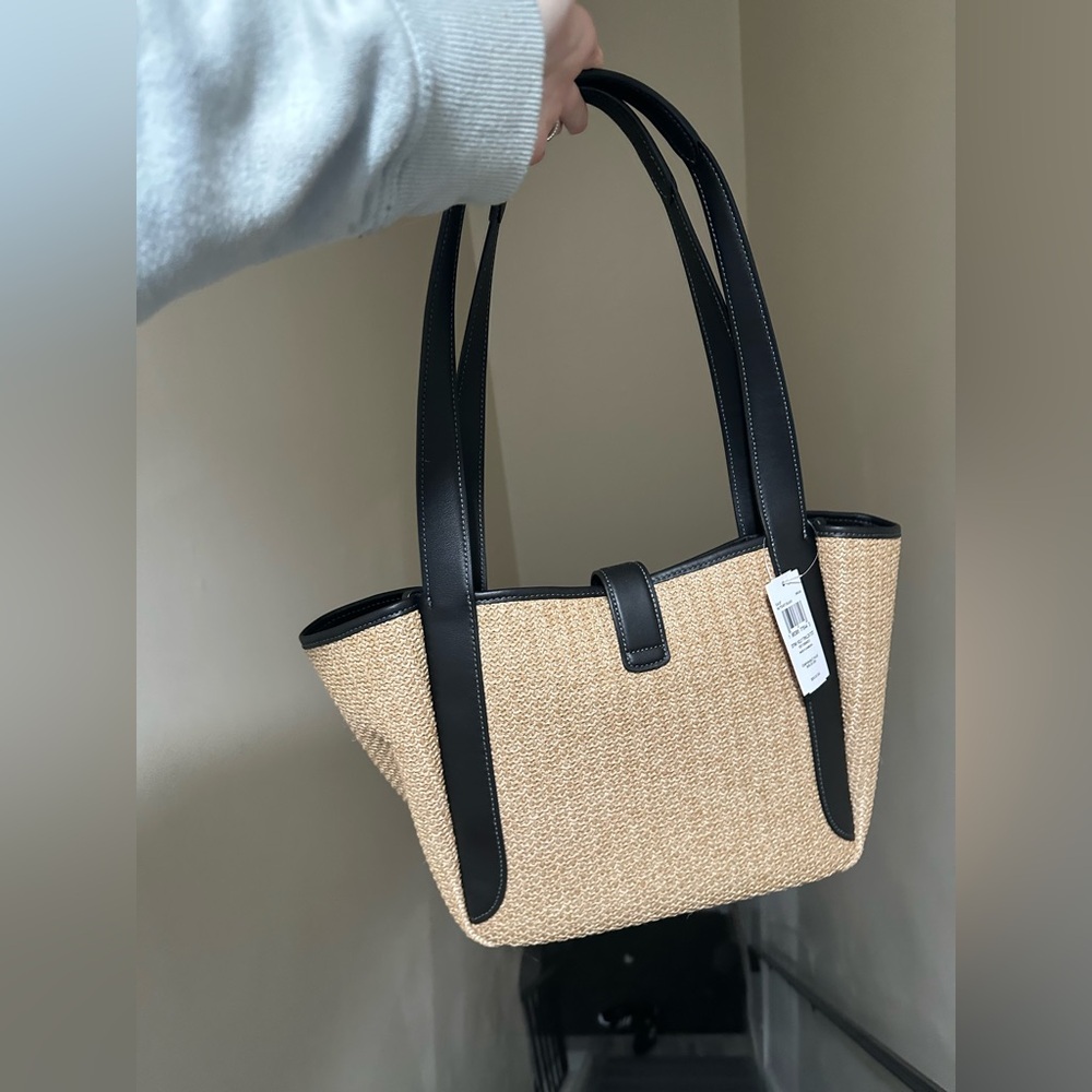 Coach Straw Hadley Turnlock Tote Bag - Picture 3 of 10